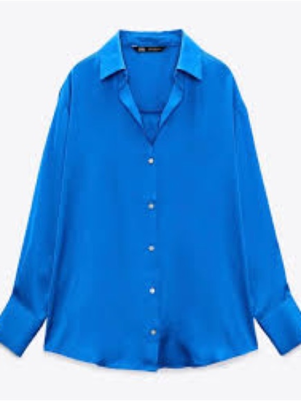 Zara Electric Blue Satin Button-Down Shirt​​
